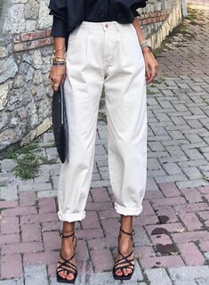 Foto 3 | Foto 3 | Vaqueros Elegantes Para Mujer, Cintura Alta, Casuales, Holgados, Blancos, Talla 18 - Venta Internacional.
