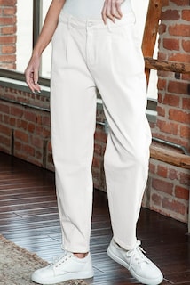 Foto 4 | Foto 4 | Vaqueros Elegantes Para Mujer, Cintura Alta, Casuales, Holgados, Blancos, Talla 18 - Venta Internacional.