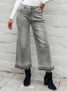Foto 3 | Foto 3 | Jeans Astylish Para Mujer, Pierna Ancha, Cintura Alta, Gris Claro - Venta Internacional.