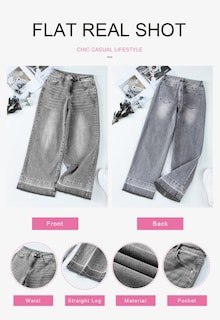Foto 5 | Foto 5 | Jeans Astylish Para Mujer, Pierna Ancha, Cintura Alta, Gris Claro - Venta Internacional.