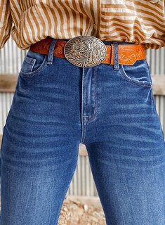 Foto 5 | Foto 5 | Pantalones Vaqueros Elegantes, Talle Alto, Pierna Ancha Y Rasgada, Azul - Venta Internacional.