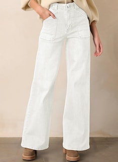 Foto 3 | Foto 3 | Jeans Astylish Para Mujer, Cintura Alta, Holgados, Elásticos, Blancos - Venta Internacional.