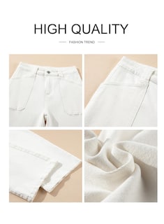 Foto 6 | Foto 6 | Jeans Astylish Para Mujer, Cintura Alta, Holgados, Elásticos, Blancos - Venta Internacional.