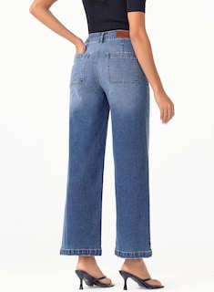 Foto 2 | Foto 2 | Pantalones Vaqueros Sidefeel Para Mujer, Pierna Ancha, Cintura Alta, Tobillo, Azul, Talla 18 - Venta Internacional.