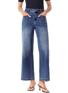 Foto 1 | Foto 1 | Vaqueros Sidefeel Para Mujer, Cintura Alta, Pierna Ancha, Azul, Talla 14 - Venta Internacional.