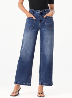Foto 2 | Foto 2 | Vaqueros Sidefeel Para Mujer, Cintura Alta, Pierna Ancha, Azul, Talla 14 - Venta Internacional.
