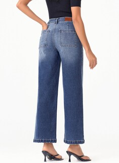 Foto 3 | Foto 3 | Vaqueros Sidefeel Para Mujer, Cintura Alta, Pierna Ancha, Azul, Talla 14 - Venta Internacional.