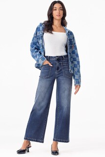 Foto 6 | Foto 6 | Vaqueros Sidefeel Para Mujer, Cintura Alta, Pierna Ancha, Azul, Talla 14 - Venta Internacional.