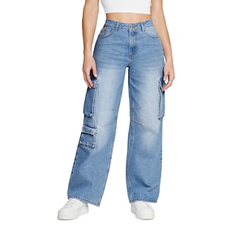 Foto 1 | Foto 1 | Jeans Recto Pierna Ancha Cargo Mujer Cintura Alta 9961stmc