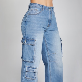 Foto 3 | Foto 3 | Jeans Recto Pierna Ancha Cargo Mujer Cintura Alta 9961stmc