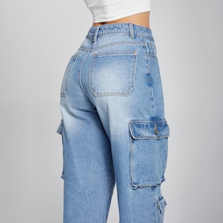 Foto 4 | Foto 4 | Jeans Recto Pierna Ancha Cargo Mujer Cintura Alta 9961stmc