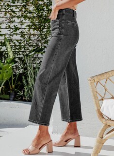 Foto 4 | Foto 4 | Jeans Sidefeel Para Mujer, Pierna Ancha, Cintura Alta, Gris, Talla 12 - Venta Internacional.