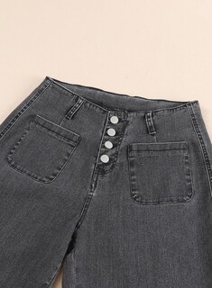 Foto 5 | Foto 5 | Jeans Sidefeel Para Mujer, Pierna Ancha, Cintura Alta, Gris, Talla 12 - Venta Internacional.