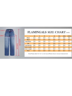 Foto 6 | Foto 6 | Vaqueros De Pierna Ancha Flamingals Para Mujer, Cintura Media, Azul Marino, L - Venta Internacional.