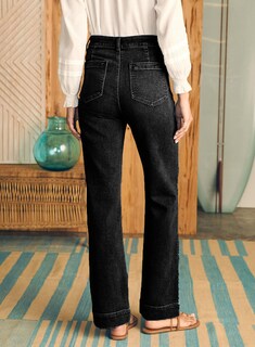 Foto 4 | Foto 4 | Jeans Astylish Para Mujer, Pierna Ancha, Cintura Alta, Talla 10, Color Negro - Venta Internacional.