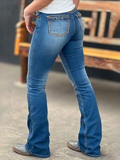 Foto 3 | Foto 3 | Bota Jeans Flamingals Para Mujer, Color Azul Marino, Talla S - Venta Internacional.