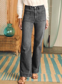 Foto 2 | Foto 2 | Vaqueros Astylish De Pierna Ancha Para Mujer, Cintura Alta, Talla 12, Gris - Venta Internacional.