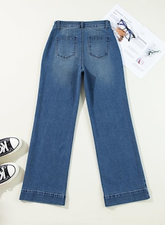 Foto 4 | Foto 4 | Vaqueros Elegantes De Pierna Recta, Cintura Alta, Pierna Ancha, Mujer 18 - Venta Internacional.