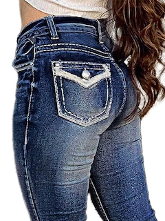 Foto 2 | Foto 2 | Jeans Flamingals Con Corte De Bota Para Mujer, Vaquero Elástico, Azul Oscuro, S - Venta Internacional.