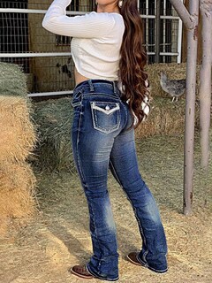 Foto 4 | Foto 4 | Jeans Flamingals Con Corte De Bota Para Mujer, Vaquero Elástico, Azul Oscuro, S - Venta Internacional.