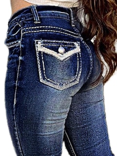 Foto 6 | Foto 6 | Jeans Flamingals Con Corte De Bota Para Mujer, Vaquero Elástico, Azul Oscuro, S - Venta Internacional.