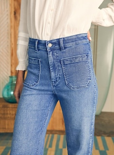 Foto 5 | Foto 5 | Pantalones Vaqueros Elegantes, Talle Alto, Corte De Bota, Azul Elástico, 14 - Venta Internacional.