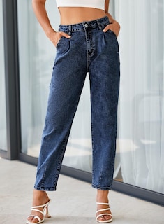 Foto 5 | Foto 5 | Vaqueros Elegantes, Holgados Y De Cintura Alta, Estilo Novio Para Mujer, Color Azul Vela - Venta Internacional.