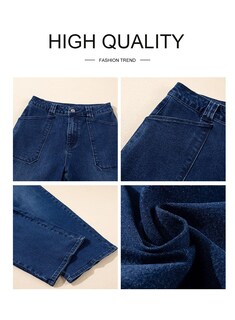 Foto 6 | Foto 6 | Vaqueros Elegantes Y Modernos De Cintura Alta Con Pierna Recta Para Mujer - Venta Internacional.