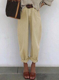 Foto 2 | Foto 2 | Vaqueros Elegantes De Talle Alto Para Novio, Pierna Recta, Color Caqui 10 - Venta Internacional.