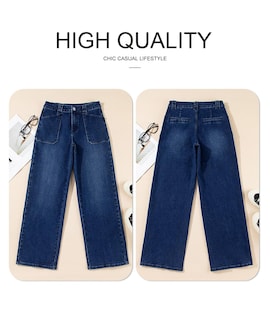 Foto 5 | Foto 5 | Vaqueros Elegantes Para Mujer, Casuales, De Cintura Alta, Rectos, Azul Sucio - Venta Internacional.
