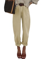 Vaqueros Elegantes, Holgados, De Cintura Alta, Estilo Novio, Caqui, 14 - Venta Internacional.