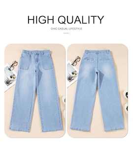 Foto 5 | Foto 5 | Vaqueros Elegantes Y Modernos De Mezclilla De Cintura Alta Con Pierna Recta Para Mujer - Venta Internacional.