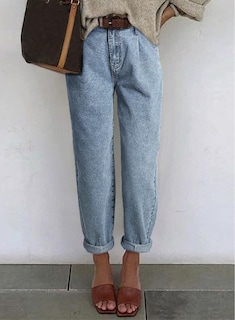 Foto 2 | Foto 2 | Pantalones Vaqueros Elegantes De Cintura Alta Holgados Para Novio Para Mujer - Venta Internacional.