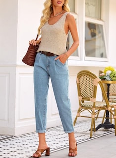 Foto 6 | Foto 6 | Pantalones Vaqueros Elegantes De Cintura Alta Holgados Para Novio Para Mujer - Venta Internacional.
