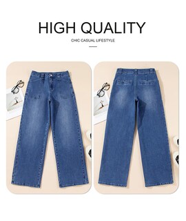 Foto 5 | Foto 5 | Pantalones De Mezclilla, Elegantes Vaqueros De Talle Alto Y Pierna Recta Para Mujer - Venta Internacional.