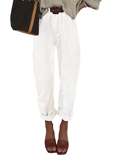 Foto 1 | Foto 1 | Vaqueros Elegantes Para Mujer, De Cintura Alta, Casuales, Holgados, Blancos, Talla 10 - Venta Internacional.