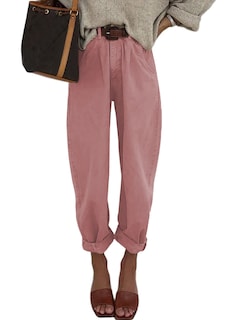 Foto 1 | Foto 1 | Vaqueros Elegantes Para Mujer, Cintura Alta, Casual, Holgados, Color Rosa, Talla 14 - Venta Internacional.