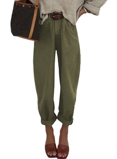 Foto 1 | Foto 1 | Vaqueros Elegantes, Holgados, De Cintura Alta, Para Mujer, Estilo Novio, Color Verde - Venta Internacional.