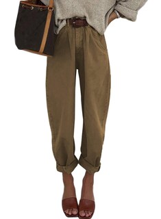 Foto 2 | Foto 2 | Vaqueros Elegantes Para Mujer, Cintura Alta, Informales, Holgados, Color Marrón, Talla 6 - Venta Internacional.