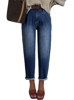 Foto 1 | Foto 1 | Jeans Elegantes, Holgados, Cintura Alta, Novio, Azul Marino, Para Mujer - Venta Internacional.