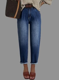 Foto 3 | Foto 3 | Jeans Elegantes, Holgados, Cintura Alta, Novio, Azul Marino, Para Mujer - Venta Internacional.