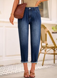 Foto 4 | Foto 4 | Jeans Elegantes, Holgados, Cintura Alta, Novio, Azul Marino, Para Mujer - Venta Internacional.