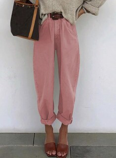 Foto 3 | Foto 3 | Vaqueros Elegantes Para Mujer, Cintura Alta, Casual, Holgado, Novio, Rosa - Venta Internacional.