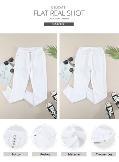 Foto 5 | Foto 5 | Jeans Sidefeel Sidefeel Sidefeel Skinny Para Mujer, Color Blanco, Talla 14 - Venta Internacional.