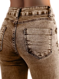 Foto 3 | Foto 3 | Jeans Flamingals Bootcut Para Mujer, Talle Medio, Elástico, Caqui, Talla S - Venta Internacional.