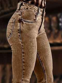 Foto 5 | Foto 5 | Jeans Flamingals Bootcut Para Mujer, Talle Medio, Elástico, Caqui, Talla S - Venta Internacional.