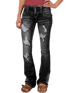 Foto 1 | Foto 1 | Pantalones Vaqueros Flamingals, Talle Bajo, Rasgados, Pernera Ancha, Negros, 4xl - Venta Internacional.
