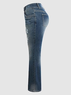Foto 7 | Foto 7 | Jeans Flamingals De Talle Bajo, Corte De Bota Rasgado, Pierna Ancha Para Mujer - Venta Internacional.