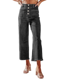 Foto 1 | Foto 1 | Jeans Sidefeel Para Mujer, Pierna Ancha, Cintura Alta, Gris, Talla 4 - Venta Internacional.