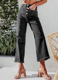 Foto 3 | Foto 3 | Jeans Sidefeel Para Mujer, Pierna Ancha, Cintura Alta, Gris, Talla 4 - Venta Internacional.